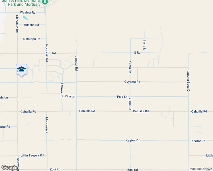 map of restaurants, bars, coffee shops, grocery stores, and more near 24327 Cuyama Road in Apple Valley