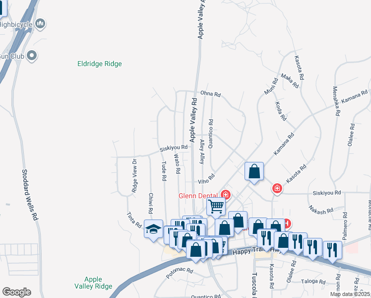 map of restaurants, bars, coffee shops, grocery stores, and more near 17860 Avenida De Sonoma in Apple Valley
