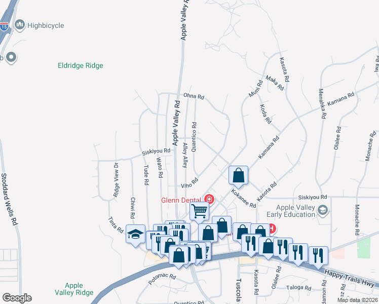 map of restaurants, bars, coffee shops, grocery stores, and more near in Apple Valley