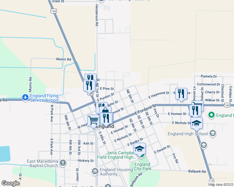 map of restaurants, bars, coffee shops, grocery stores, and more near 301 East Purdon Street in England