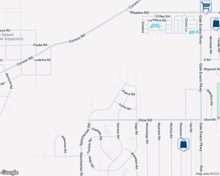 map of restaurants, bars, coffee shops, grocery stores, and more near Plaina Road in Apple Valley