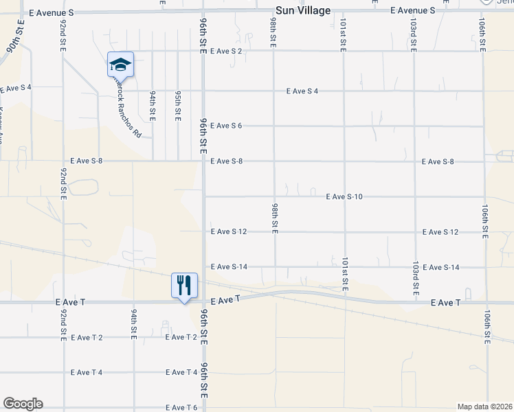 map of restaurants, bars, coffee shops, grocery stores, and more near 9720 East Avenue South 10 in Littlerock