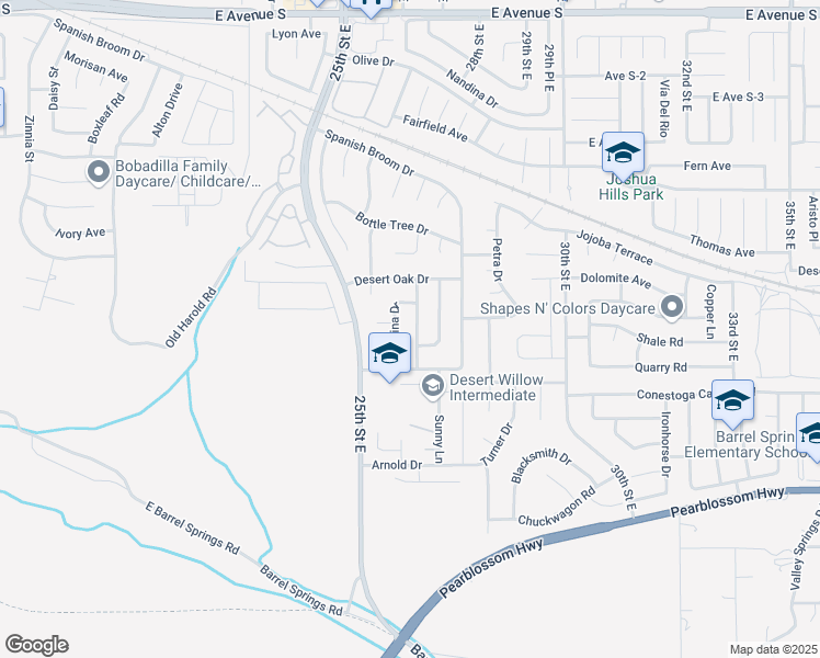 map of restaurants, bars, coffee shops, grocery stores, and more near 36647 Apache Plume Drive in Palmdale