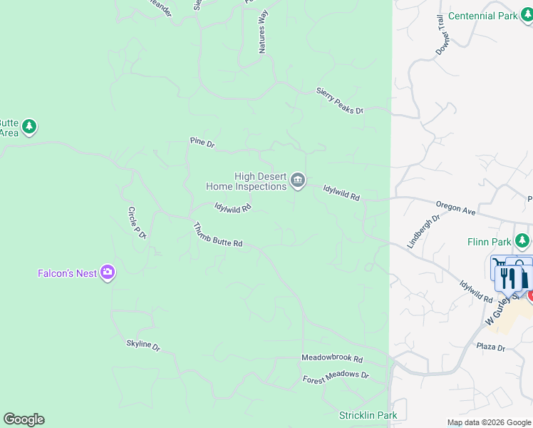 map of restaurants, bars, coffee shops, grocery stores, and more near 1991 Idylwild Road in Prescott