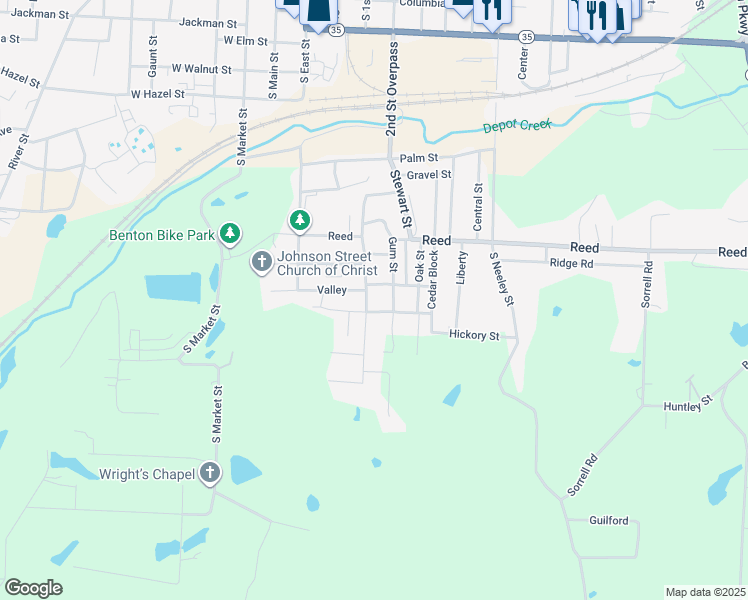 map of restaurants, bars, coffee shops, grocery stores, and more near 1512 Dixie in Benton