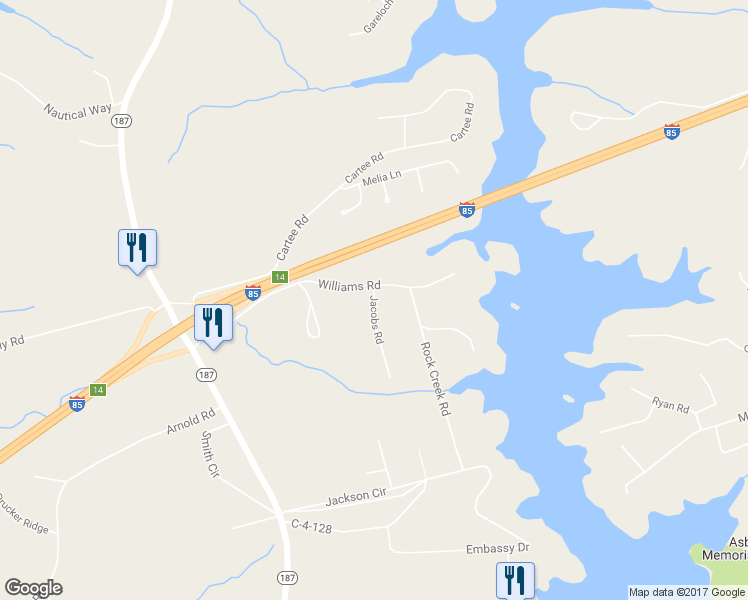 map of restaurants, bars, coffee shops, grocery stores, and more near 115 Jacobs Road in Anderson