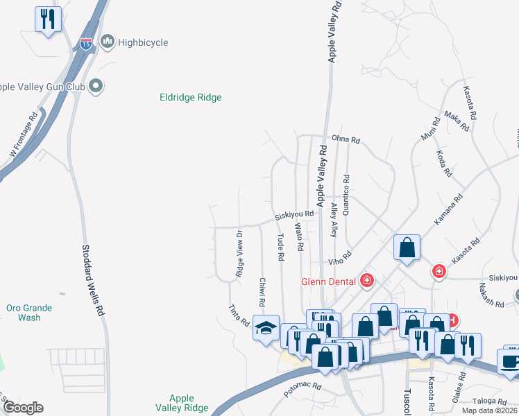 map of restaurants, bars, coffee shops, grocery stores, and more near 17729 Tude Court in Apple Valley
