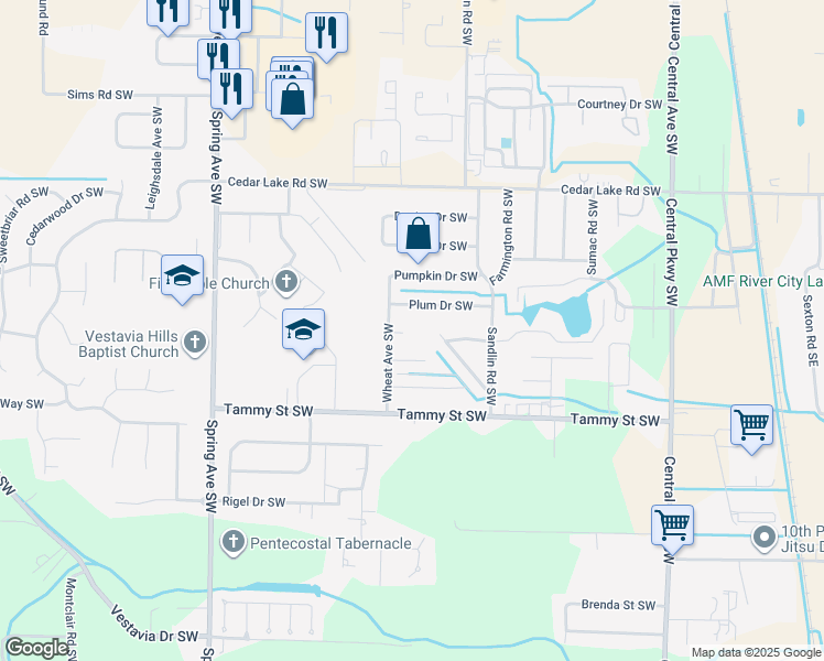 map of restaurants, bars, coffee shops, grocery stores, and more near 602 Wheeler Drive in Decatur