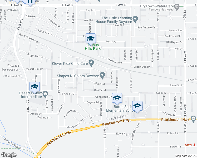 map of restaurants, bars, coffee shops, grocery stores, and more near 3142 Tourmaline Lane in Palmdale