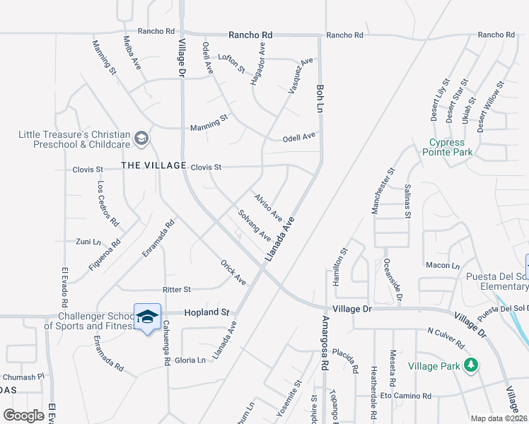 map of restaurants, bars, coffee shops, grocery stores, and more near 16376 Alviso Avenue in Victorville