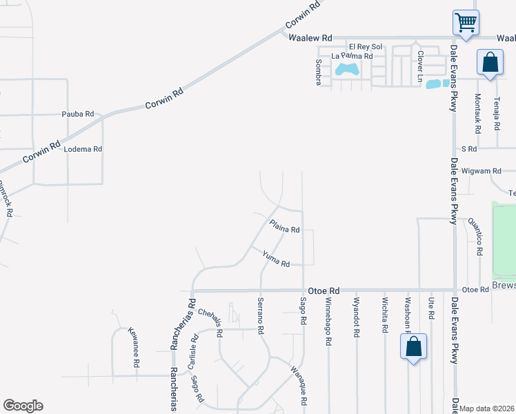 map of restaurants, bars, coffee shops, grocery stores, and more near 20342 Plaina Road in Apple Valley
