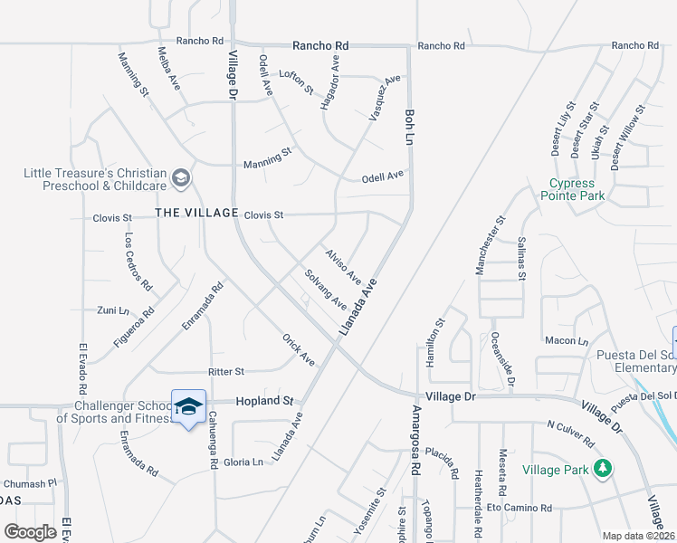 map of restaurants, bars, coffee shops, grocery stores, and more near 16376 Alviso Avenue in Victorville