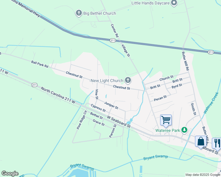 map of restaurants, bars, coffee shops, grocery stores, and more near 506 Chestnut Street in Bladenboro