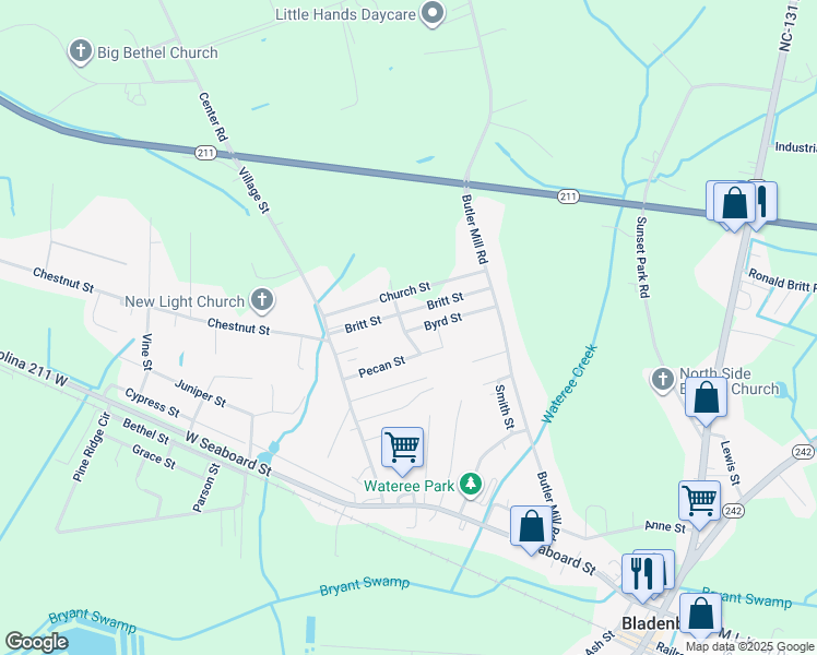 map of restaurants, bars, coffee shops, grocery stores, and more near 317 Byrd Lane in Elizabethtown