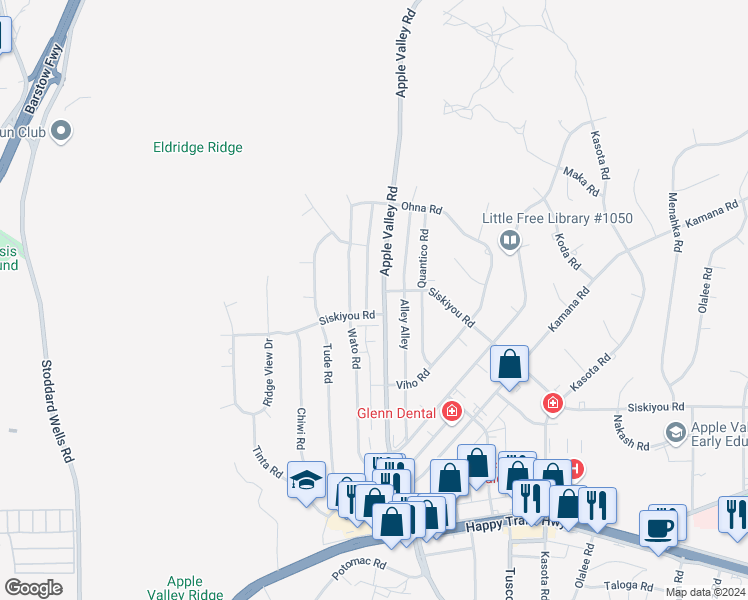 map of restaurants, bars, coffee shops, grocery stores, and more near 16356 Apple Valley Road in Apple Valley