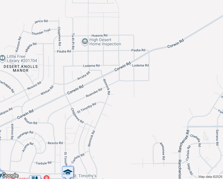 map of restaurants, bars, coffee shops, grocery stores, and more near 16339 Rimrock Road in Apple Valley