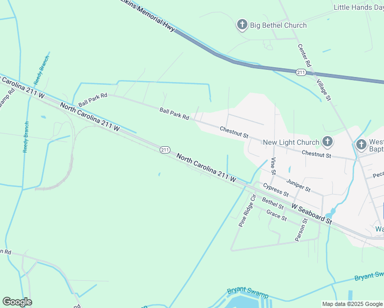 map of restaurants, bars, coffee shops, grocery stores, and more near North Carolina 211 Business in Bladenboro