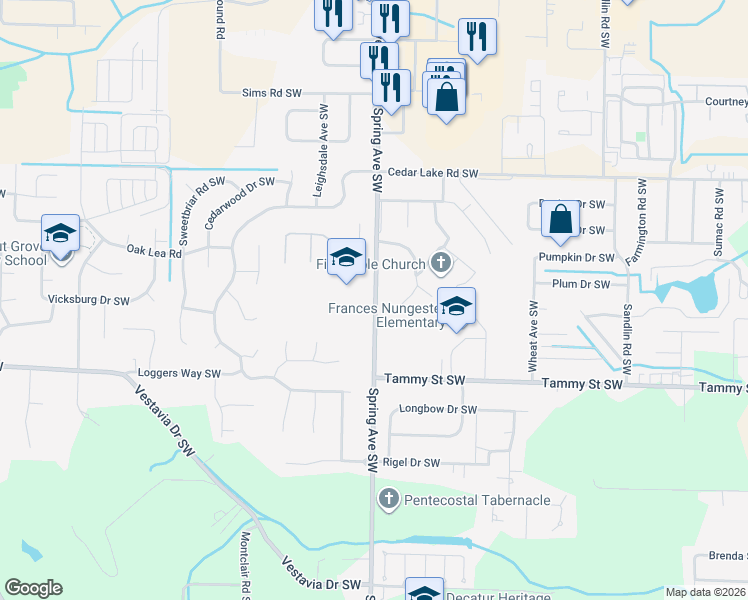 map of restaurants, bars, coffee shops, grocery stores, and more near in Decatur