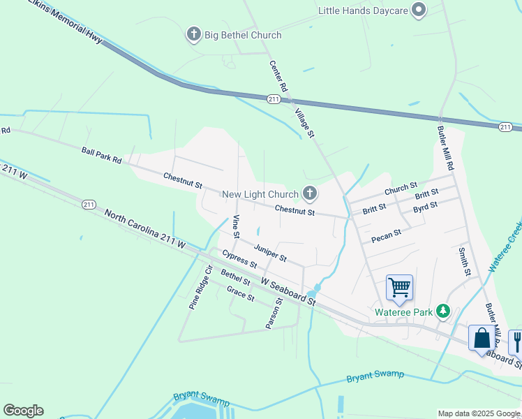 map of restaurants, bars, coffee shops, grocery stores, and more near 512 Chestnut Street in Bladenboro