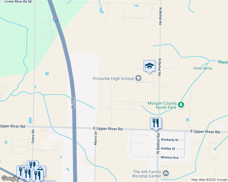 map of restaurants, bars, coffee shops, grocery stores, and more near 133 Bakers Farm Drive in Decatur