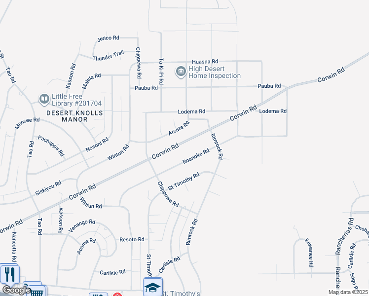 map of restaurants, bars, coffee shops, grocery stores, and more near 19475 Corwin Road in Apple Valley