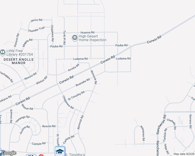 map of restaurants, bars, coffee shops, grocery stores, and more near 16339 Rimrock Road in Apple Valley