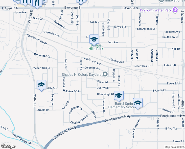 map of restaurants, bars, coffee shops, grocery stores, and more near 3060 Tourmaline Lane in Palmdale