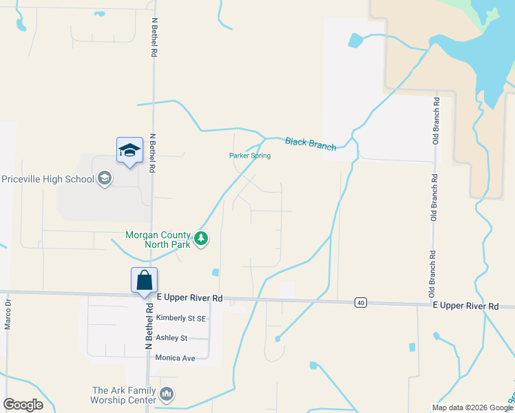 map of restaurants, bars, coffee shops, grocery stores, and more near 486 East Upper River Road in Decatur