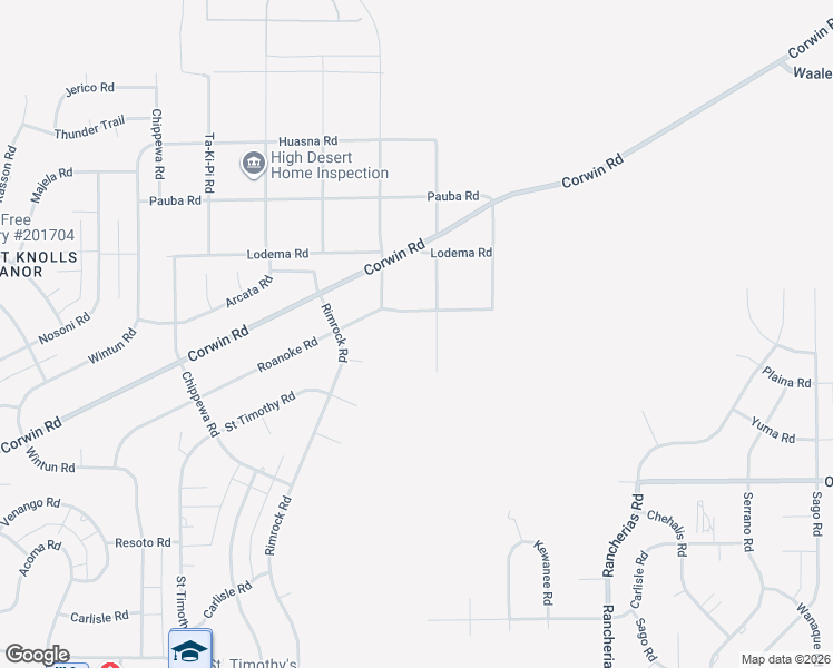 map of restaurants, bars, coffee shops, grocery stores, and more near Roanoke Road in Apple Valley
