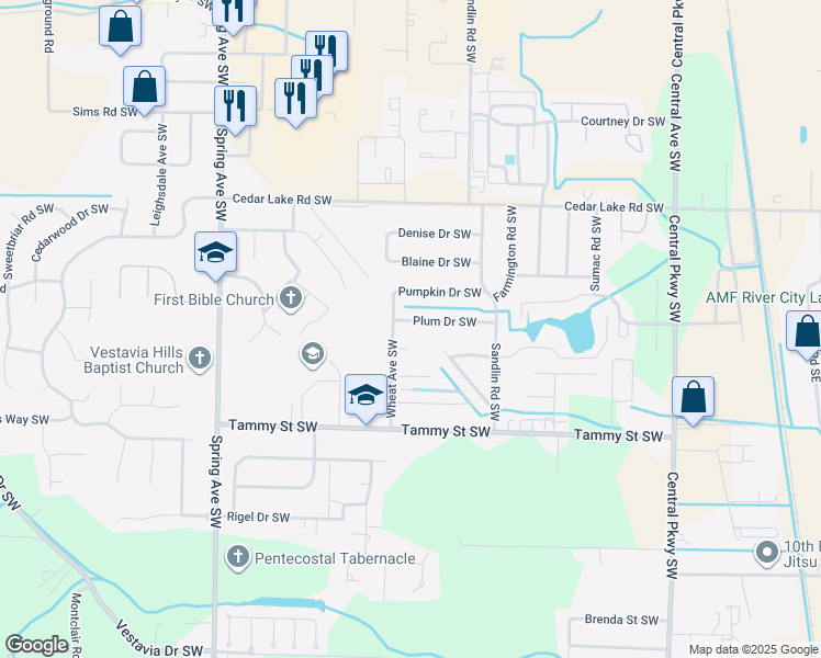 map of restaurants, bars, coffee shops, grocery stores, and more near 602 Wheeler Drive in Decatur