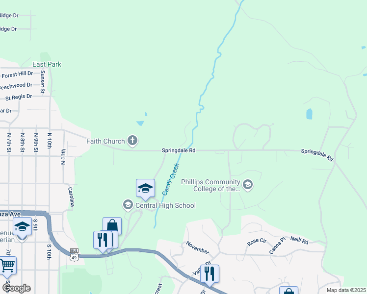 map of restaurants, bars, coffee shops, grocery stores, and more near 1435 Springdale Road in Helena-West Helena
