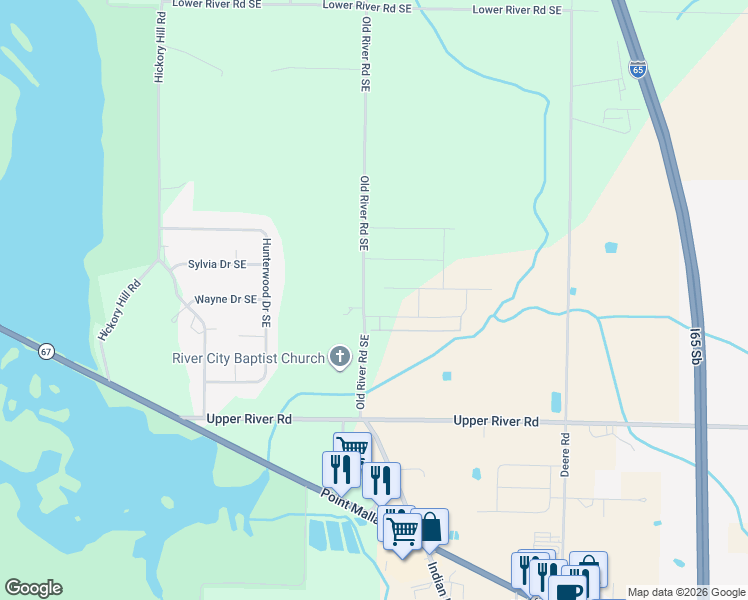 map of restaurants, bars, coffee shops, grocery stores, and more near 3215 Old River Road Southeast in Decatur