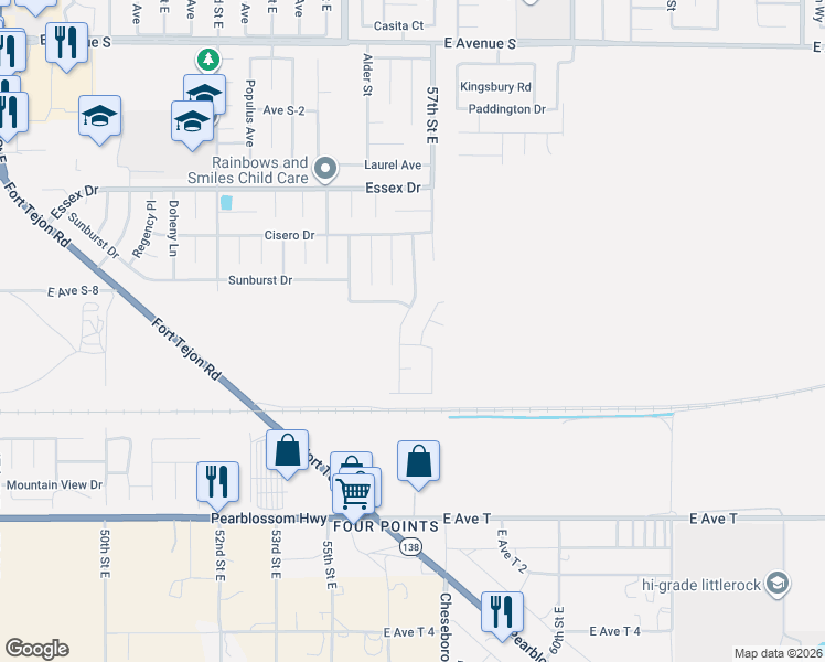 map of restaurants, bars, coffee shops, grocery stores, and more near 36653 Macarthur Drive in Palmdale