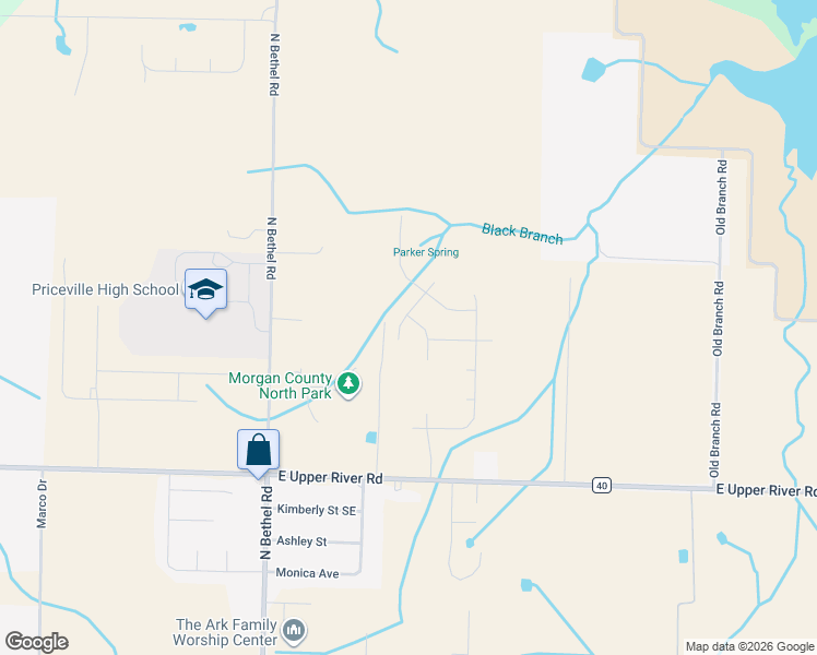 map of restaurants, bars, coffee shops, grocery stores, and more near North Park in Decatur