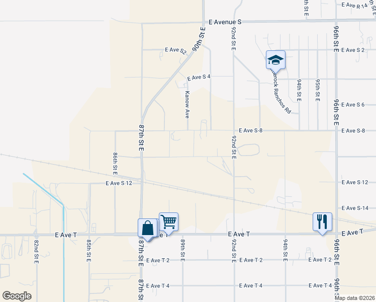 map of restaurants, bars, coffee shops, grocery stores, and more near Dunford Avenue in Sun Village