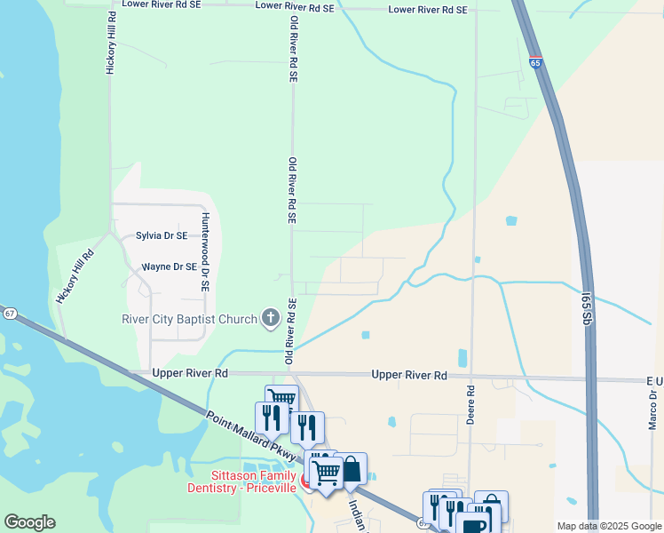 map of restaurants, bars, coffee shops, grocery stores, and more near 3086 Old River Road Southeast in Decatur