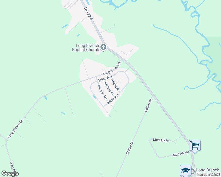 map of restaurants, bars, coffee shops, grocery stores, and more near 113 Milan Ave in Lumberton