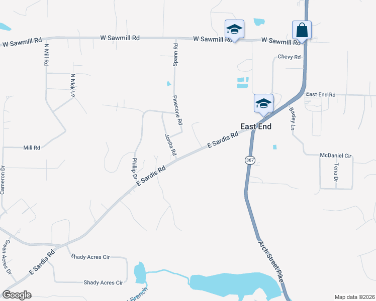 map of restaurants, bars, coffee shops, grocery stores, and more near 21932 Jonita Road in Little Rock