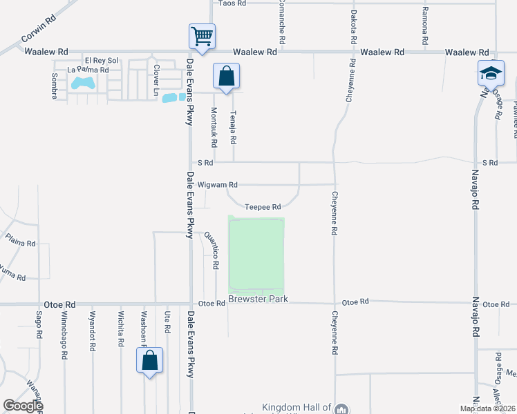 map of restaurants, bars, coffee shops, grocery stores, and more near Teepee Road in Apple Valley