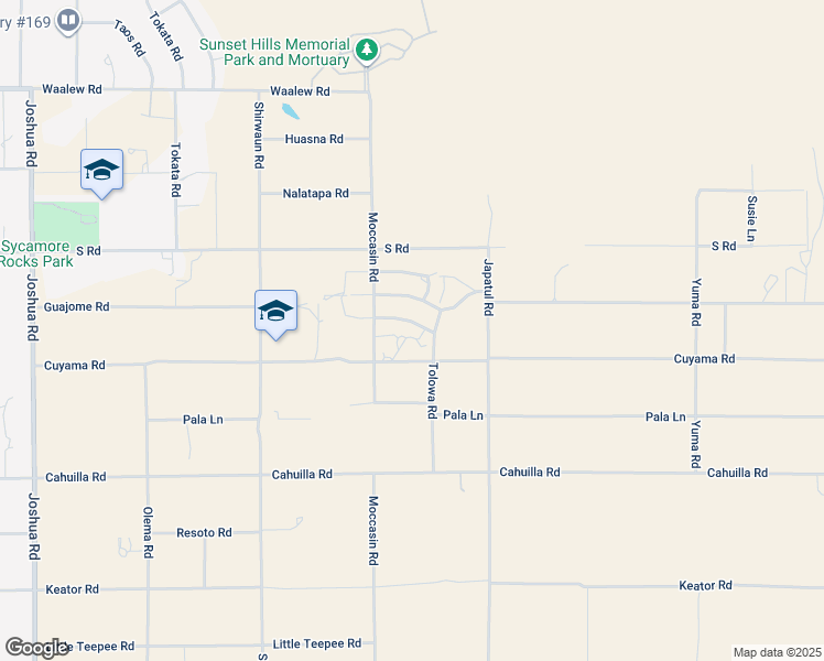 map of restaurants, bars, coffee shops, grocery stores, and more near 23989 Tahquitz Road in Apple Valley