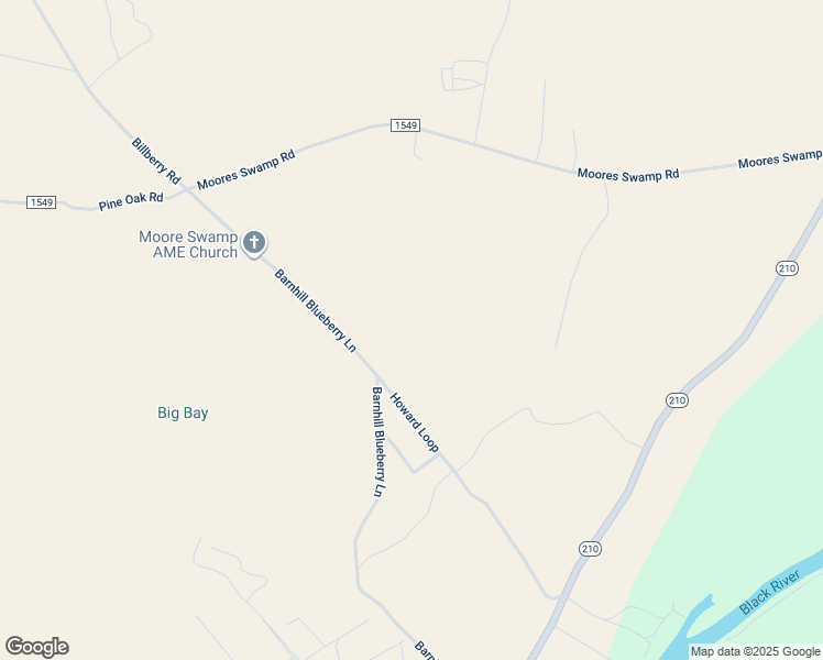 map of restaurants, bars, coffee shops, grocery stores, and more near Barnhill Blueberry Lane in Bladen County
