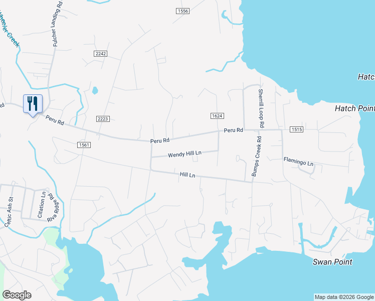 map of restaurants, bars, coffee shops, grocery stores, and more near 137 Wendy Hill Lane in Sneads Ferry