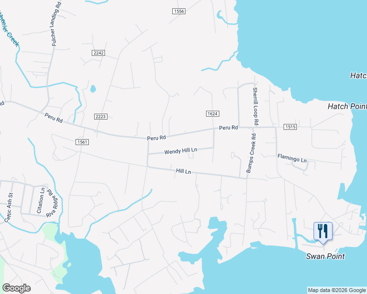 map of restaurants, bars, coffee shops, grocery stores, and more near 137 Wendy Hill Lane in Sneads Ferry