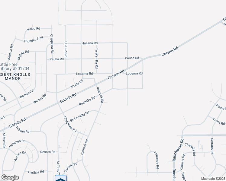 map of restaurants, bars, coffee shops, grocery stores, and more near 19700-19798 Roanoke Road in Apple Valley