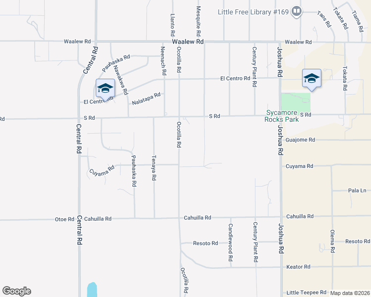 map of restaurants, bars, coffee shops, grocery stores, and more near 16417 Ocotilla Road in Apple Valley