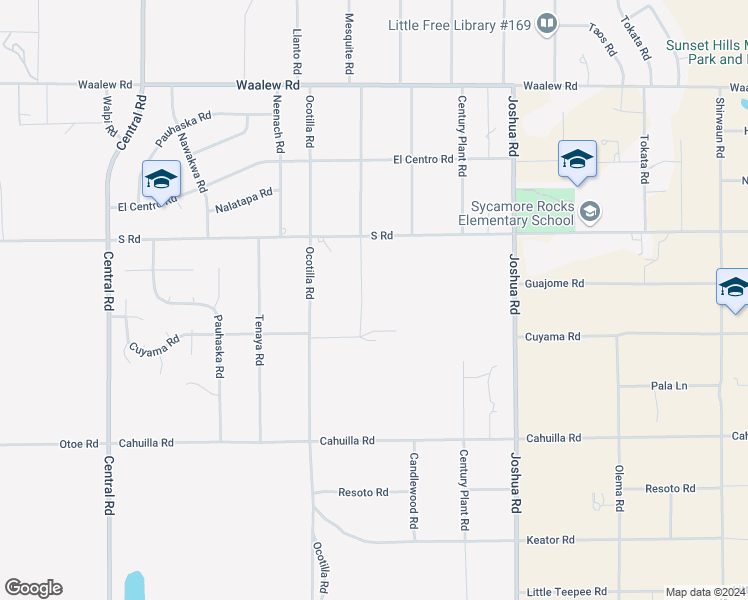 map of restaurants, bars, coffee shops, grocery stores, and more near Mesquite Street in Apple Valley