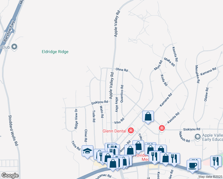 map of restaurants, bars, coffee shops, grocery stores, and more near 16421 Apple Valley Road in Apple Valley