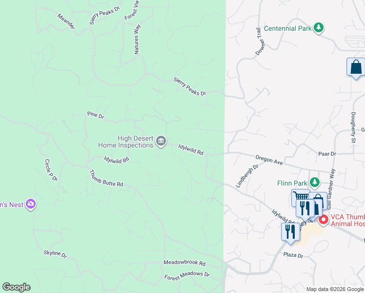 map of restaurants, bars, coffee shops, grocery stores, and more near 1838 Idylwild Road in Prescott