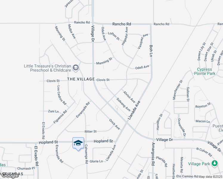 map of restaurants, bars, coffee shops, grocery stores, and more near 16423 Solvang Avenue in Victorville