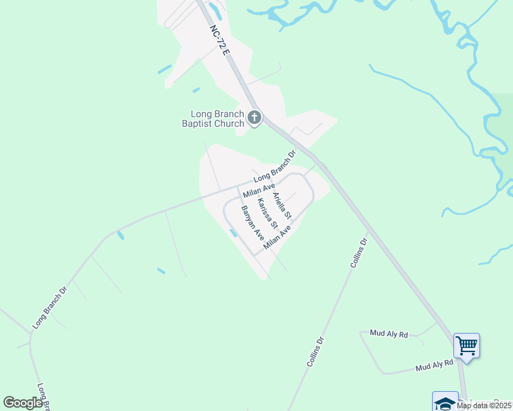 map of restaurants, bars, coffee shops, grocery stores, and more near 211 Milan Drive in Lumberton